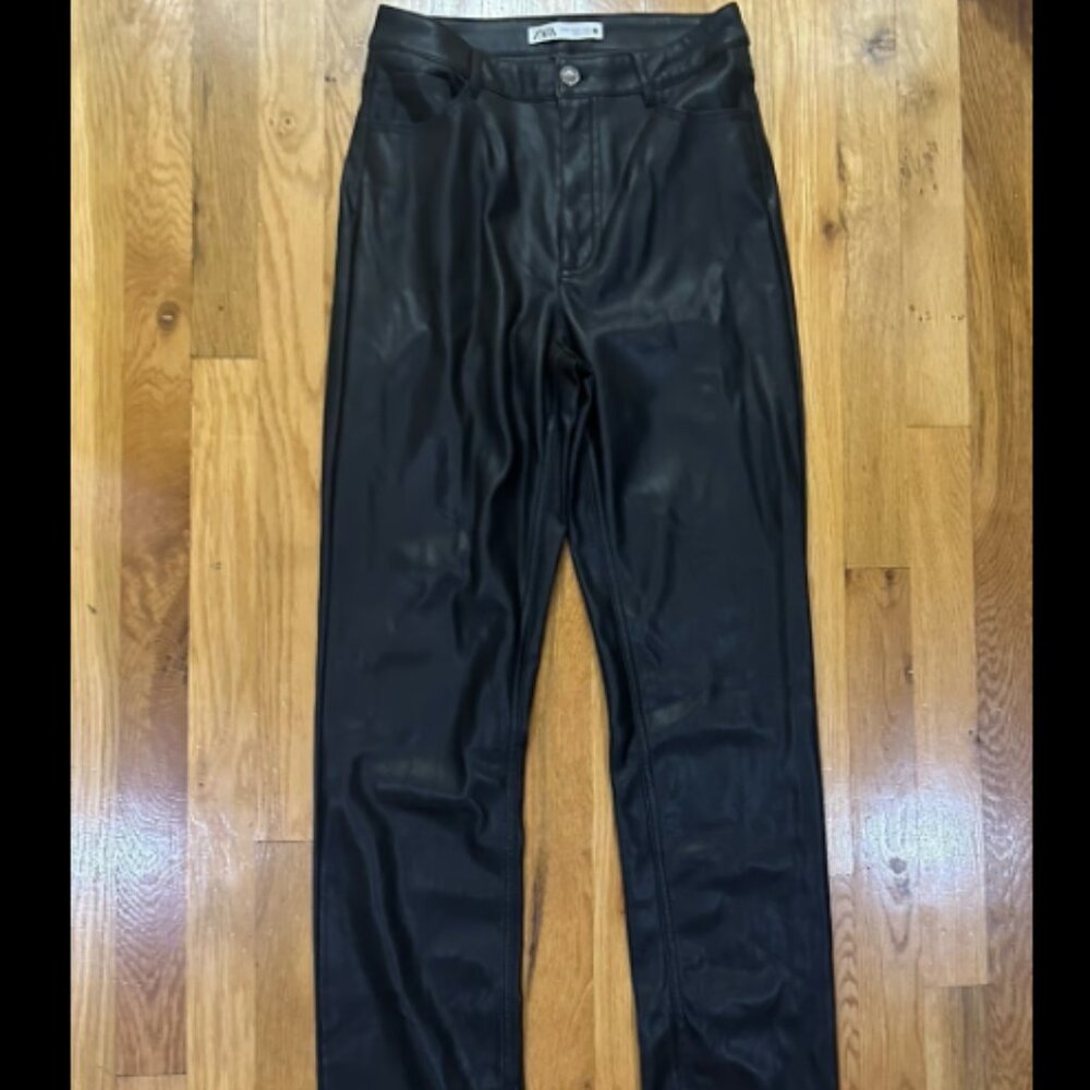 Zara Straight Leg Faux Leather Pants